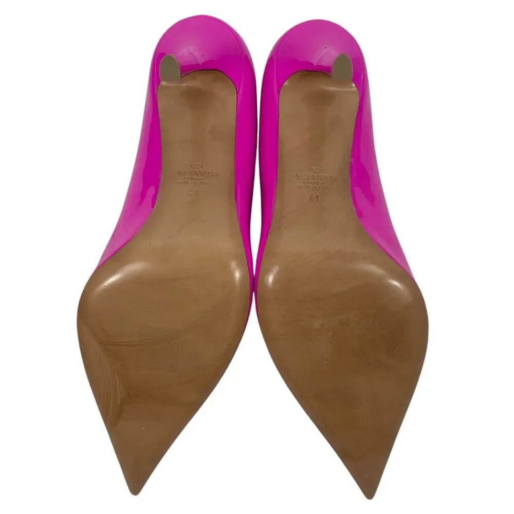 Valentino Garavani One Stud Patent Leather Pump Hot Pink Size 41